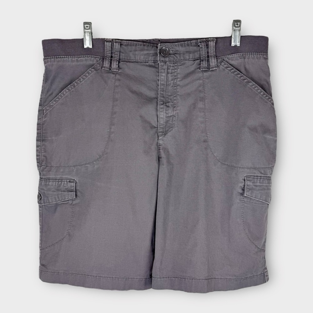 Lee Women’s Gray Bermuda Shorts 14 Relaxed Fit Mid-Rise Stretch Cargo Walking